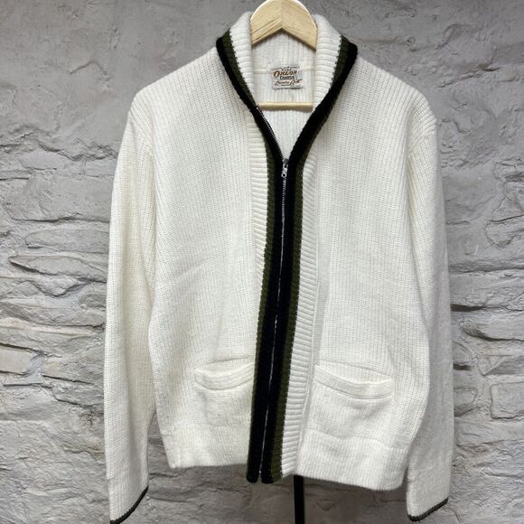 Campus Full Zip Cardigan Sweater Orlon Acrylic Letterman Talon Zip Vintage 60s - Picture 1 of 9